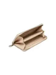 Beige Geldbörse mit goldenem Reißverschluss