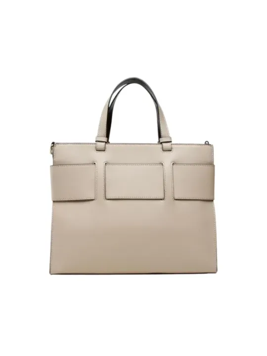 Cremefarbene Armani Exchange Leder Tragetasche