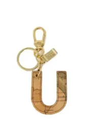 Goldener Schlüsselanhänger mit Weltkarte-Buchstabe U