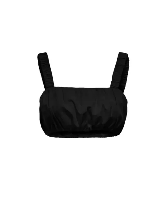 Schwarzes Rüschen-Crop-Top Only