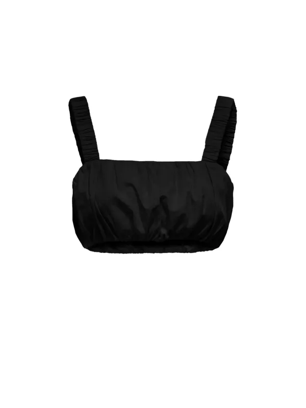 Schwarzes Rüschen-Crop-Top Only