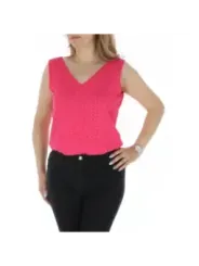 Rosa gepunktetes V-Ausschnitt Tanktop