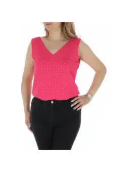 Rosa gepunktetes V-Ausschnitt Tanktop