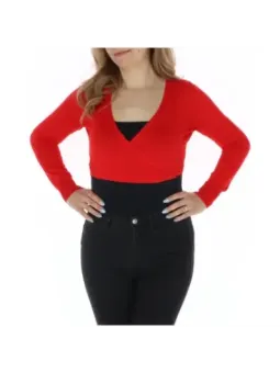 Roter Body mit V-Ausschnitt