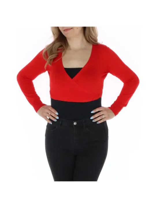 Roter Body mit V-Ausschnitt