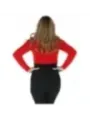 Rotes Damen Langarmshirt tailliert geschnitten