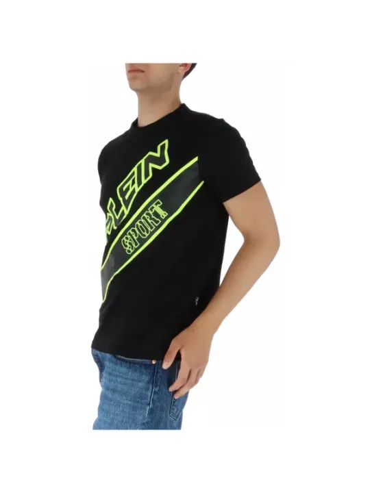 Schwarzes T-Shirt mit gelben Streifen