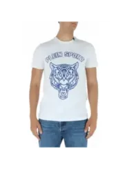 Weißes Tiger-Emblem Plein Sport T-Shirt