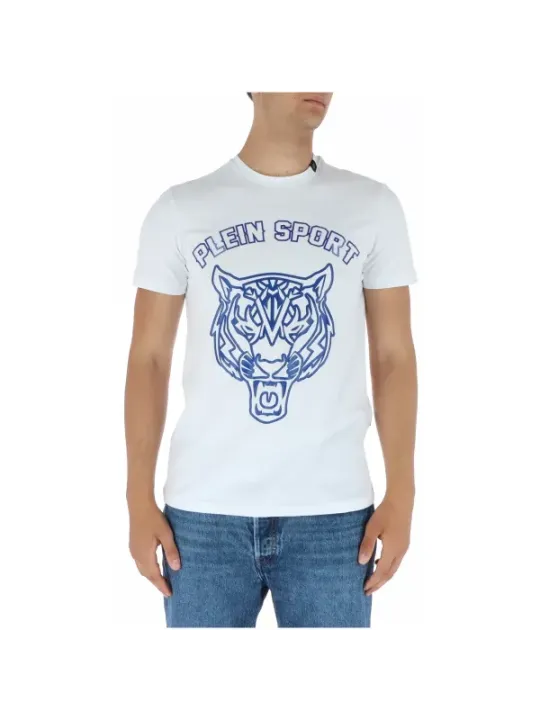 Weißes Tiger-Emblem Plein Sport T-Shirt