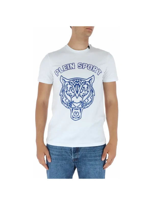 Weißes Tiger-Emblem Plein Sport T-Shirt