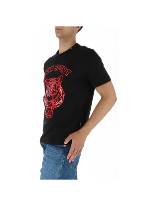 Schwarzes Tiger-T-Shirt Plein Sport