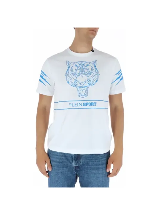 Weißes Tiger-T-Shirt Plein Sport