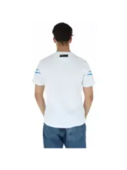 Weißes Sport-T-Shirt mit blauen Streifen