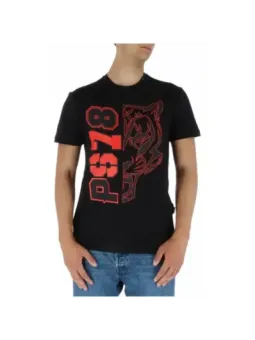 Schwarzes T-Shirt mit rotem Design