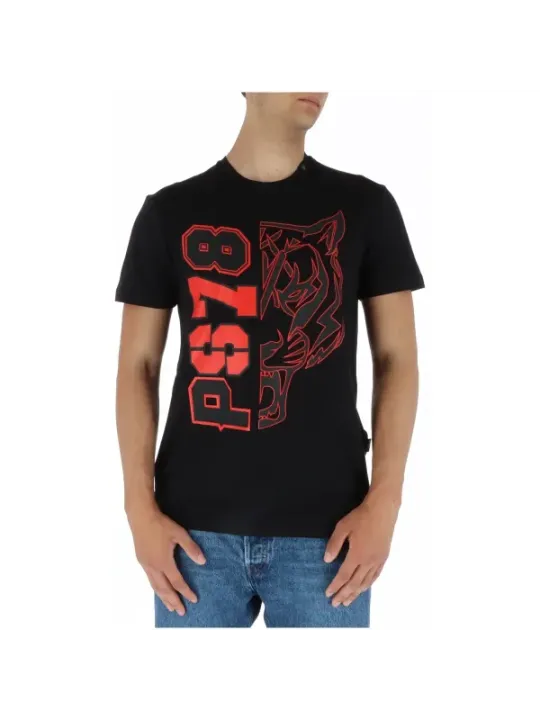 Schwarzes T-Shirt mit rotem Design