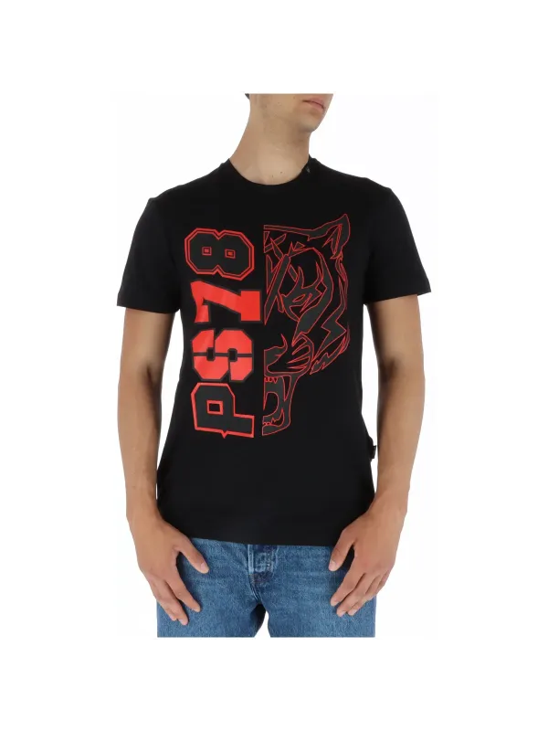 Schwarzes T-Shirt mit rotem Design