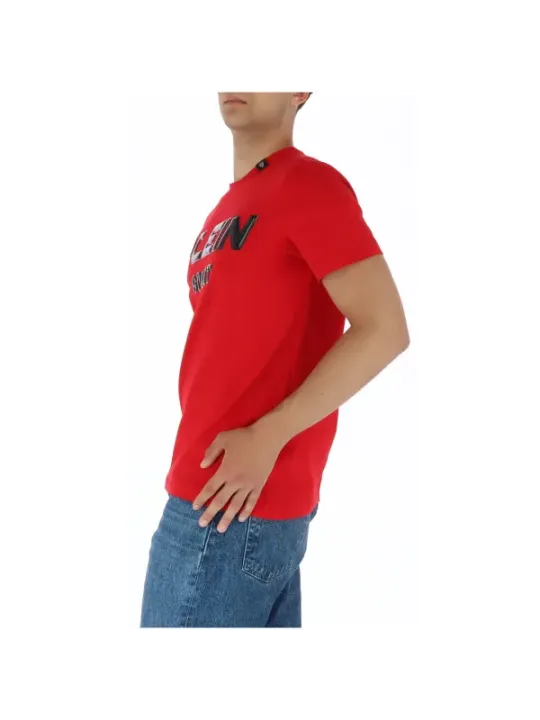 Rotes Oberteil mit Denim-Einsatz