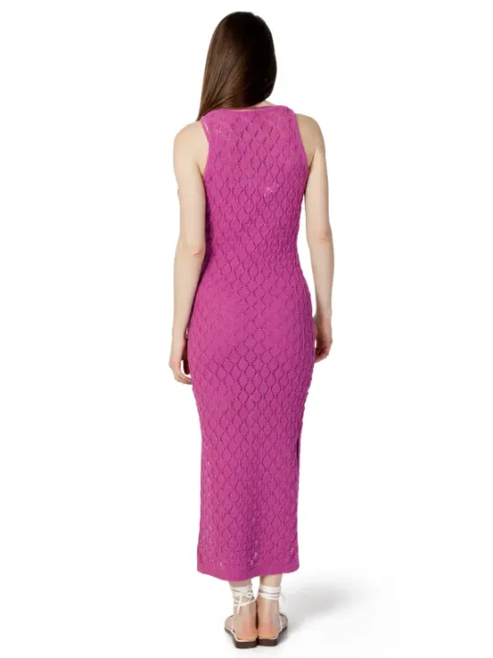 Fuchsia Diamantmuster langes Vero Moda Kleid