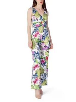 Weißer Jumpsuit mit tropischem Blumenmuster