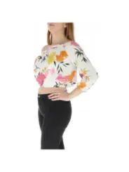 Blumiger, weißer Guess Off-Shoulder-Top