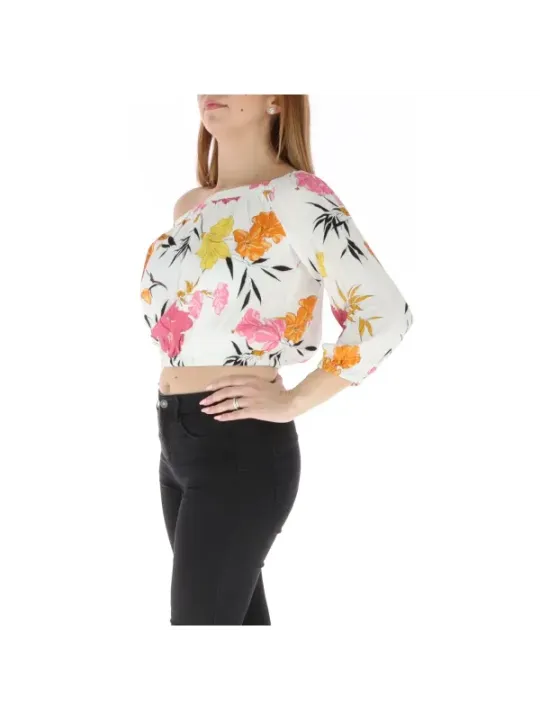 Blumiger, weißer Guess Off-Shoulder-Top