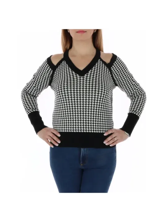 Pinko grauer Strickpullover mit Ausschnitt