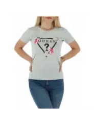 Graues GUESS-T-Shirt mit Blumen