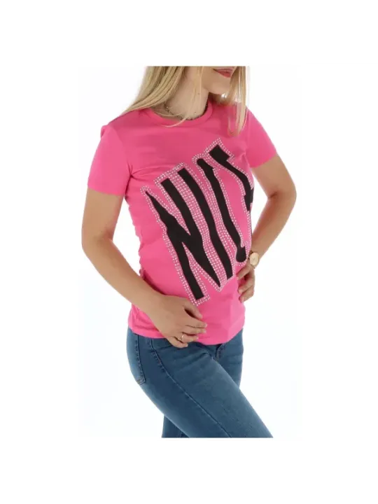 Pink Guess Logo Kristall T-Shirt