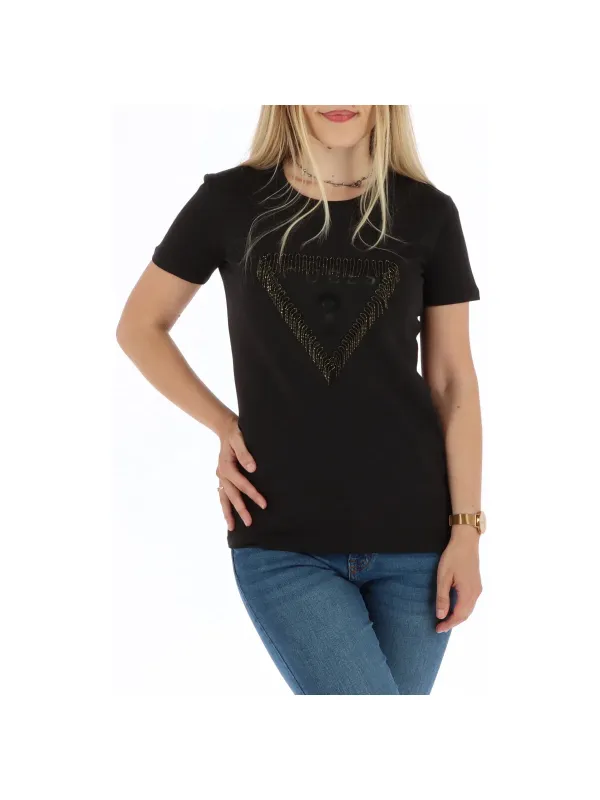 Schwarzes Guess Diamant Grafik T-Shirt