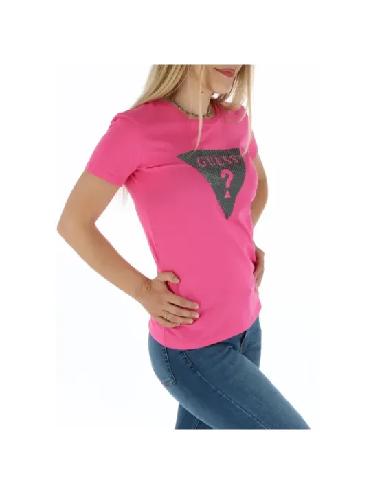 Pink Guess T-Shirt mit Dreiecksdesign