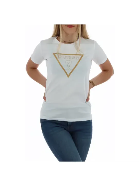 Weißes Guess T-Shirt mit Dreieck
