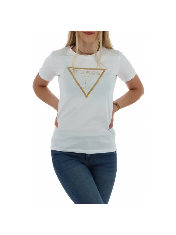 Weißes Guess T-Shirt mit Dreieck