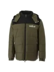 Grüne gesteppte Jacke mit Kapuze