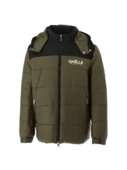 Grüne gesteppte Jacke mit Kapuze