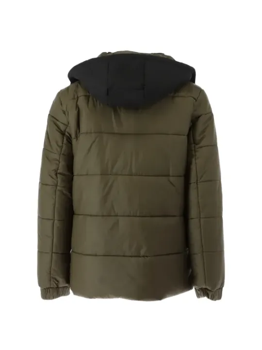 Grüne gesteppte Winterjacke mit Kapuze