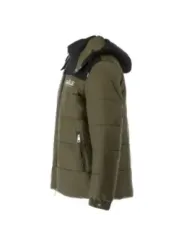 Leichte grüne Daunenjacke mit Kapuze