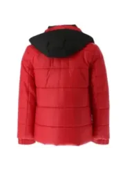 Rote Herren-Pufferjacke mit Kapuze