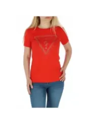 Rotes Guess T-Shirt mit Strasssteinen