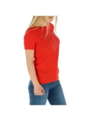 Rotes Guess T-Shirt mit Strasslogo