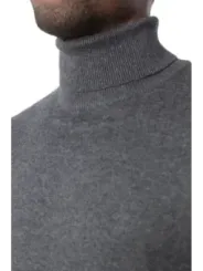 Grauer Wollpullover mit Rollkragen