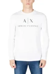 Weißes Armani Exchange Logo Langarmshirt