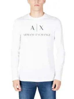 Weißes Armani Exchange Logo Langarmshirt