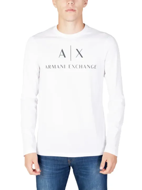 Weißes Armani Exchange Logo Langarmshirt