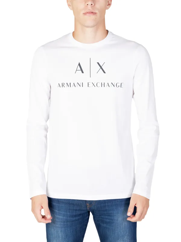 Weißes Armani Exchange Logo Langarmshirt