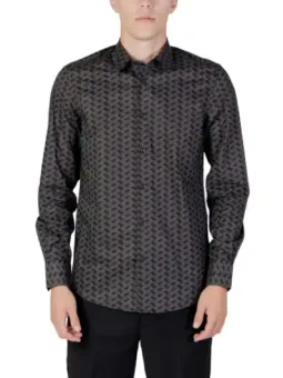 Navyblau kariertes Hemd mit versteckten Knöpfen