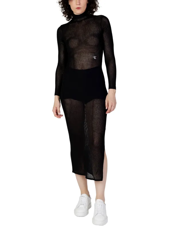 Schwarzes, transparentes Calvin Klein Kleid