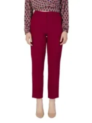 Burgunderfarbene hochtaillierte gerade Hosen