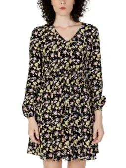 Schwarzes Blumenmuster Kleid mit Ärmeln