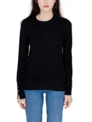 Schwarzes Guess Langarm-Crewneck-Shirt