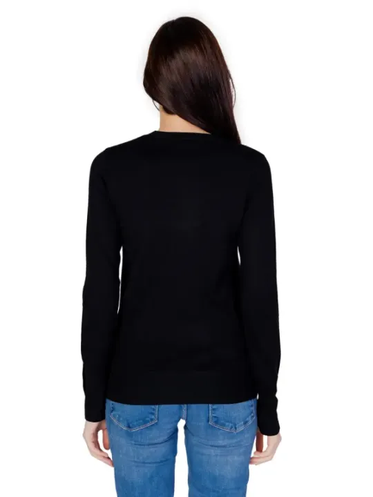 Schwarzes, eng anliegendes Langarm-Top